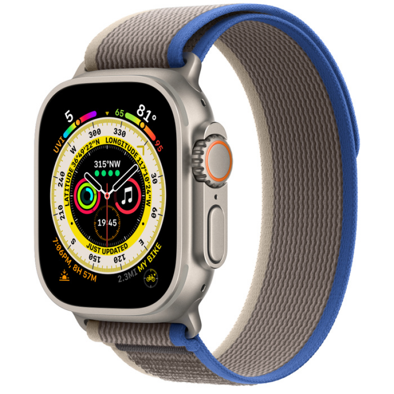 Apple Watch Ultra 49 mm Titanium Case with Blue/Gray Trail Loop
