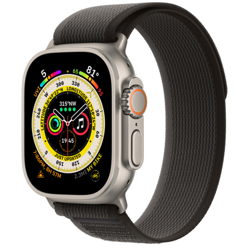Apple Watch Ultra 49 mm Titanium Case with Black/Gray Trail Loop