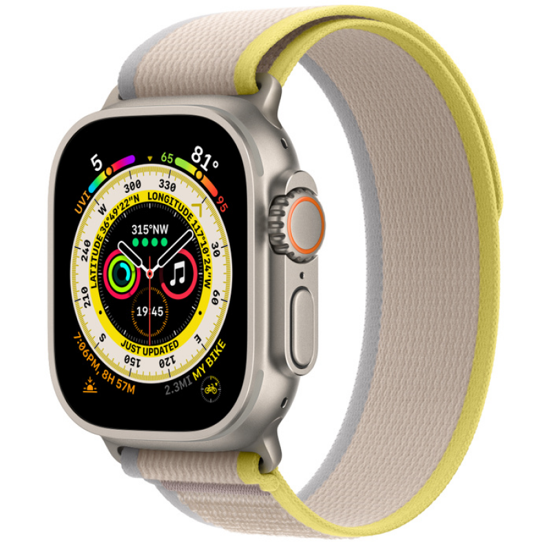 Apple Watch Ultra 49 mm Titanium Case with Yellow/Beige Trail Loop