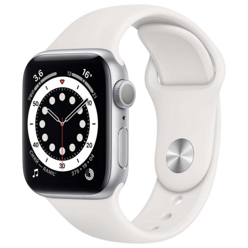 Apple Watch S6 44mm Silver Aluminum Case / White Sport Band