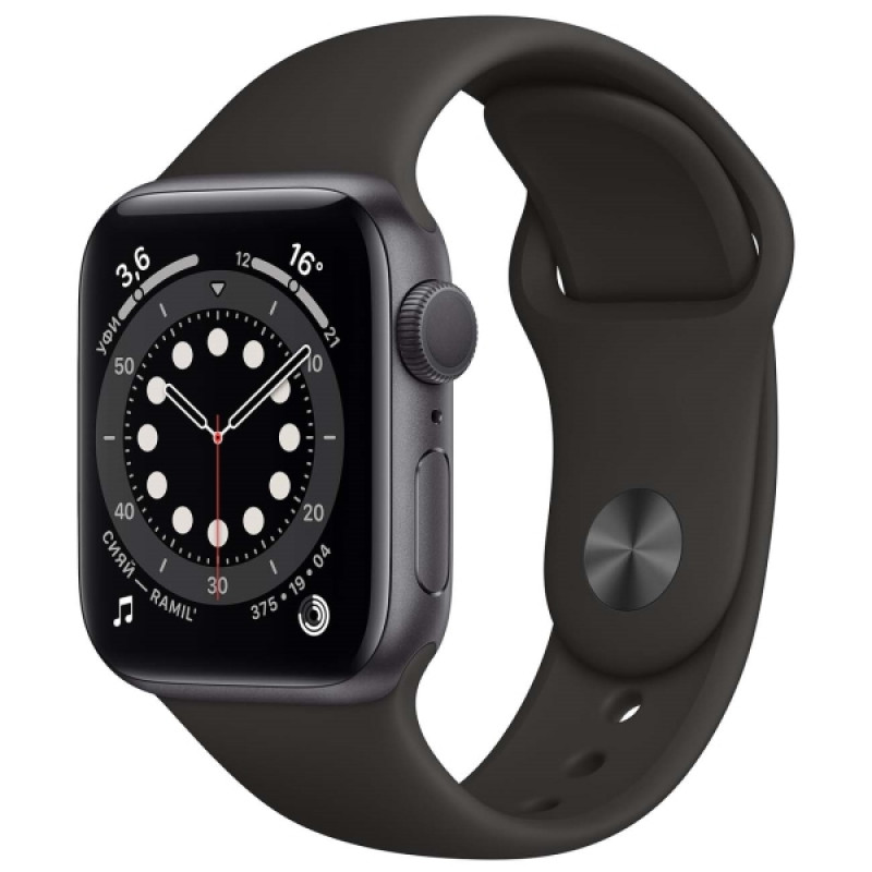 Apple Watch S6 44mm Space Gray Aluminum Case/ Black Sport Band
