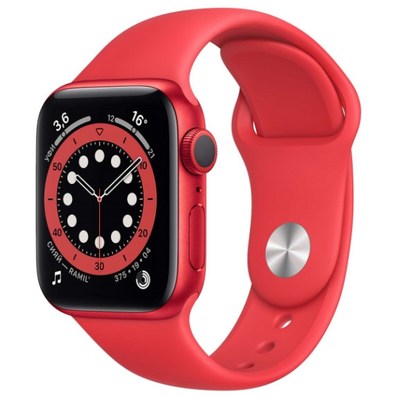 Apple Watch S6 44mm Red Aluminum Case / Red Sport Band